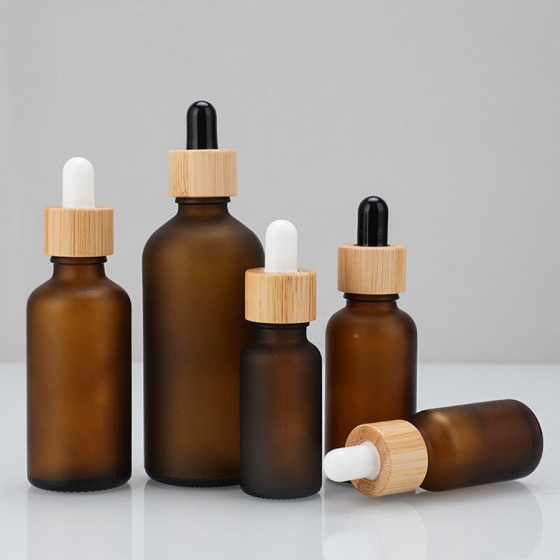Skincare Packaging Set Manufacturer - 5ml to 100ml Glass Dropper Bottles Round and Flat Bamboo for Hair Serum Oil