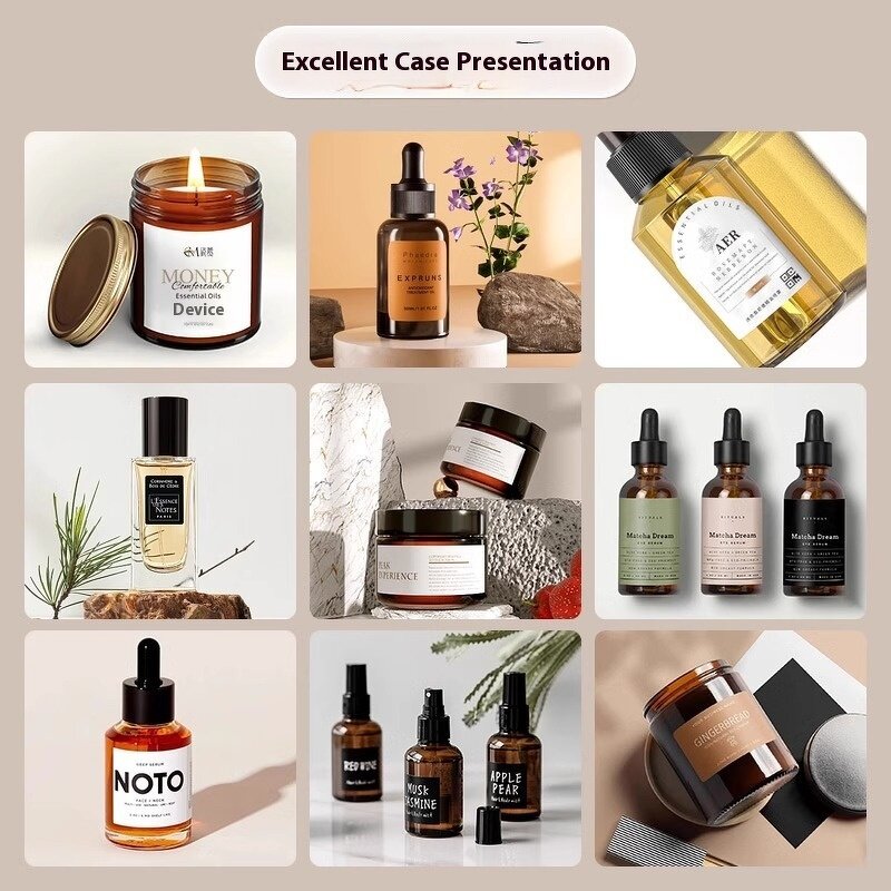Label Sticker Manufacturer - Customizable UV Printing Essential Oil for Beauty Skin Care Perfume Bottles Logo Customization