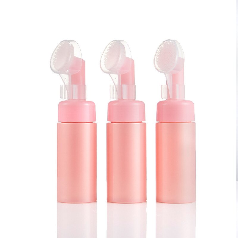 Foam Pump Bottles Manufacturer - Wholesale 100ml 120ml 150ml 200ml Pink Facial Mousse with Silicone Brush Pump