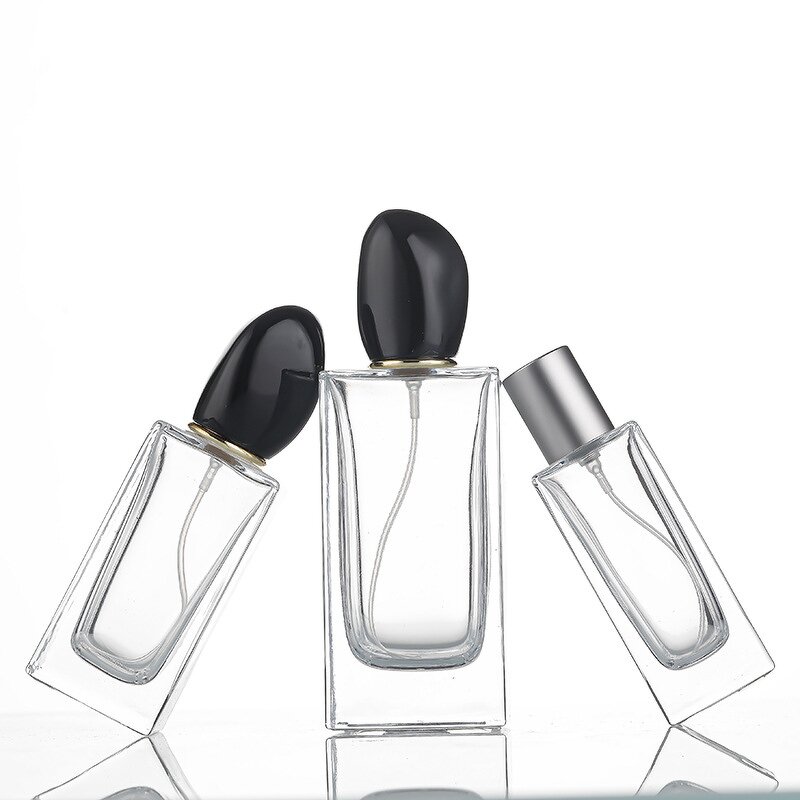 Perfume Glass Bottle Manufacturer - High-End 50ml Square Thick Bottom with Screen Printing 30ml & 100ml Sizes Available