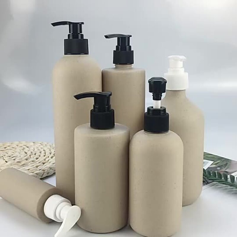 Cosmetic Bottle Manufacturer - 60ml-400ml Natural Wheat Straw Biodegradable Face Cream with Bamboo Lid Lightweight Durable