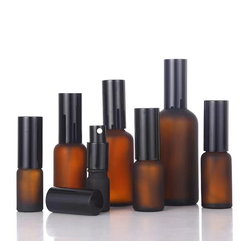 Glass Spray Lotion Bottle Manufacturer - In Stock Matte Amber 5ml-100ml with Screw Cap Dropper Sealed Boxed for Skin Care