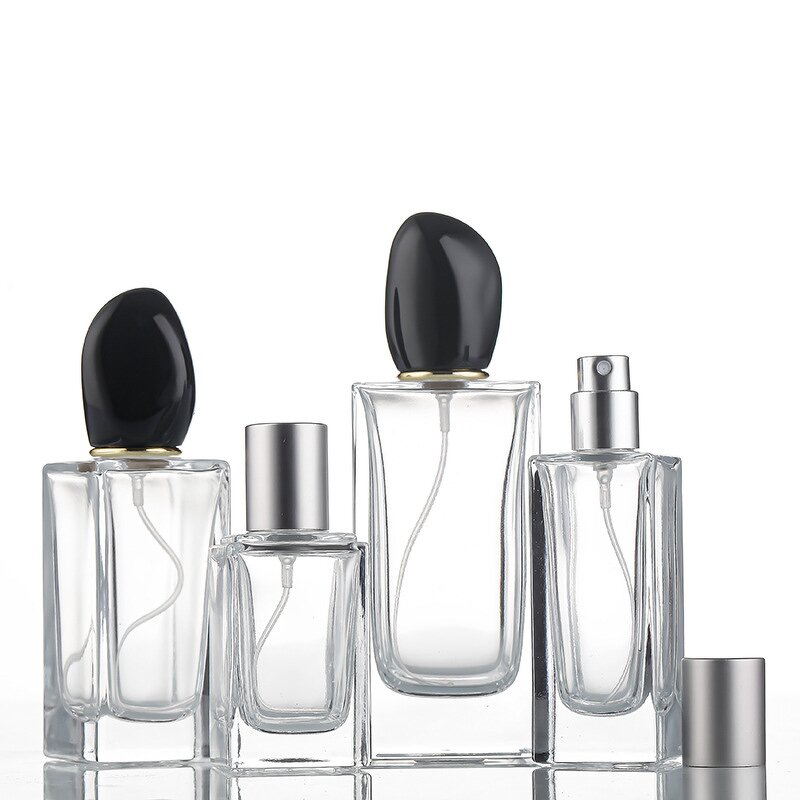 Perfume Glass Bottle Manufacturer - High-End 50ml Square Thick Bottom with Screen Printing 30ml & 100ml Sizes Available