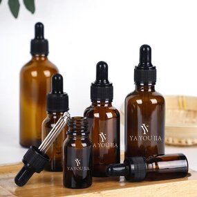 Glass Dropper Bottles Manufacturer - Wholesale Empty Round Flat 5ml to 100ml Amber Brown Tincture Glass Essential Oil