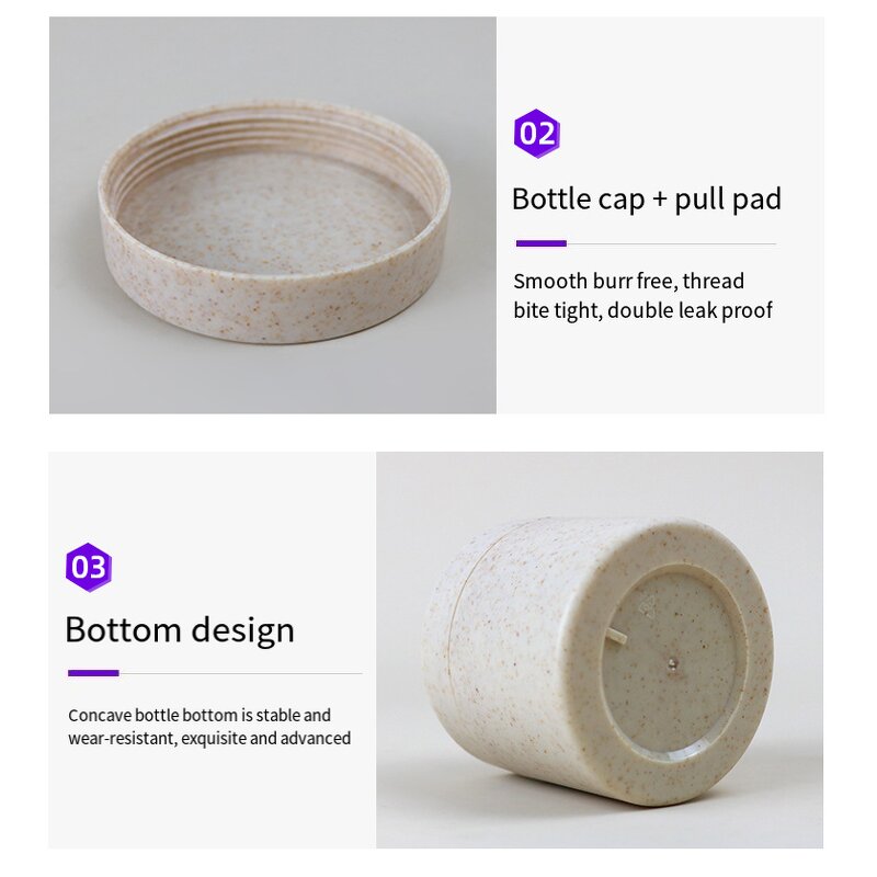 Wheat Straw Bottle Manufacturer - Custom Eco-Friendly Biodegradable 10-250ml Plastic Cosmetic Packaging Container Jar for