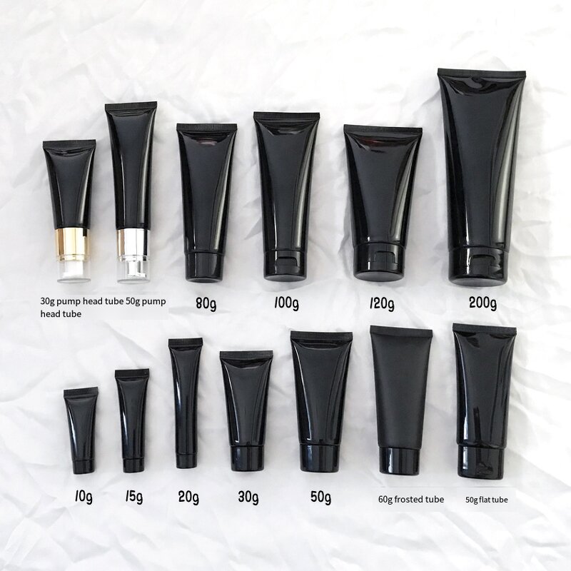Lotion Cream Tube Manufacturer - Black Soft Plastic Squeeze Packaging with Flip Lid 10g 15g 20g 30g 100g 50g 120g 200g