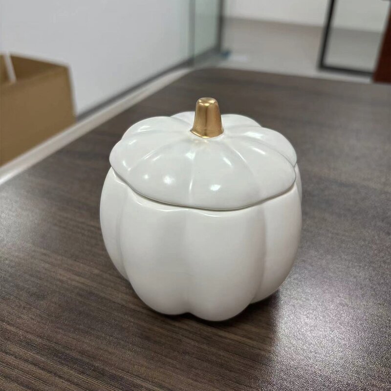 Candle Jars Manufacturer - High Quality Customizable Color Ceramic Pumpkin Empty with Lid for Packaging and Gifts