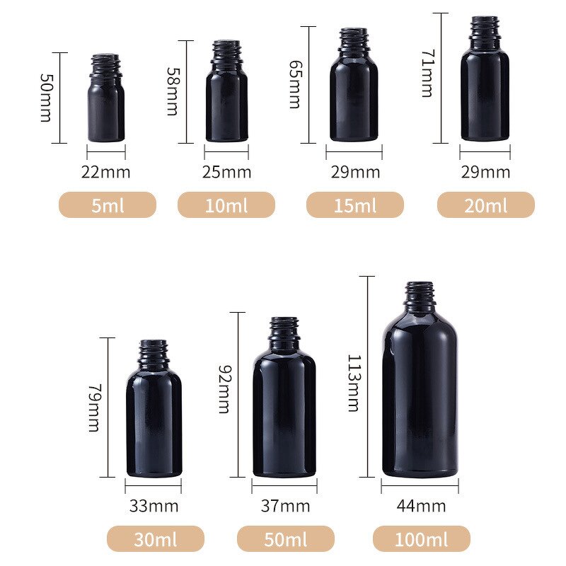 Glass Dropper Bottle Manufacturer - Factory Direct Round in Black 5ml 10ml 20ml 30ml 50ml Stock Solution for Hair and