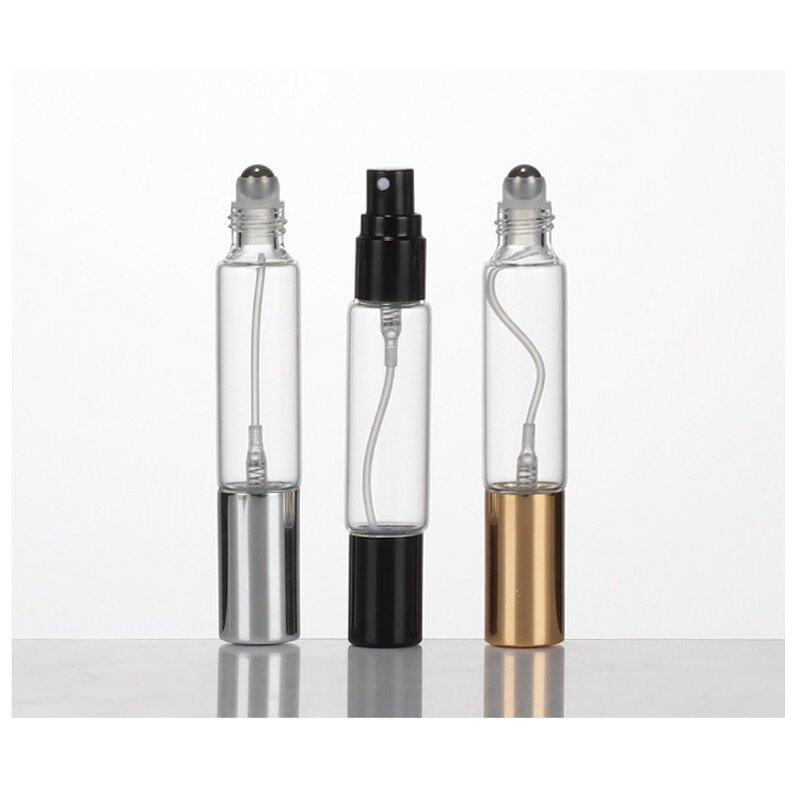 Cosmetic Bottle Manufacturer - In Stock 10ml Dual End Amber Glass Empty Perfume Sprayer Pump with Roll for Essential Oil