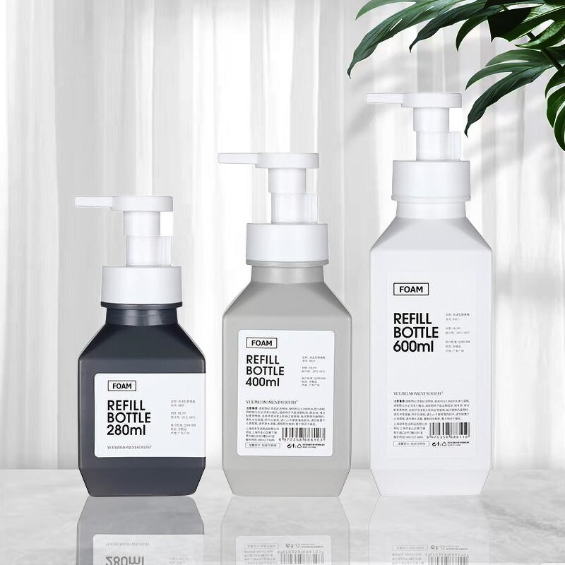 Soap Dispenser Manufacturer - 80ml 500ml 1000ml 400ml 600ml Facial Cleanser Plastic Pump Bottles HDPE Square Foam Pump