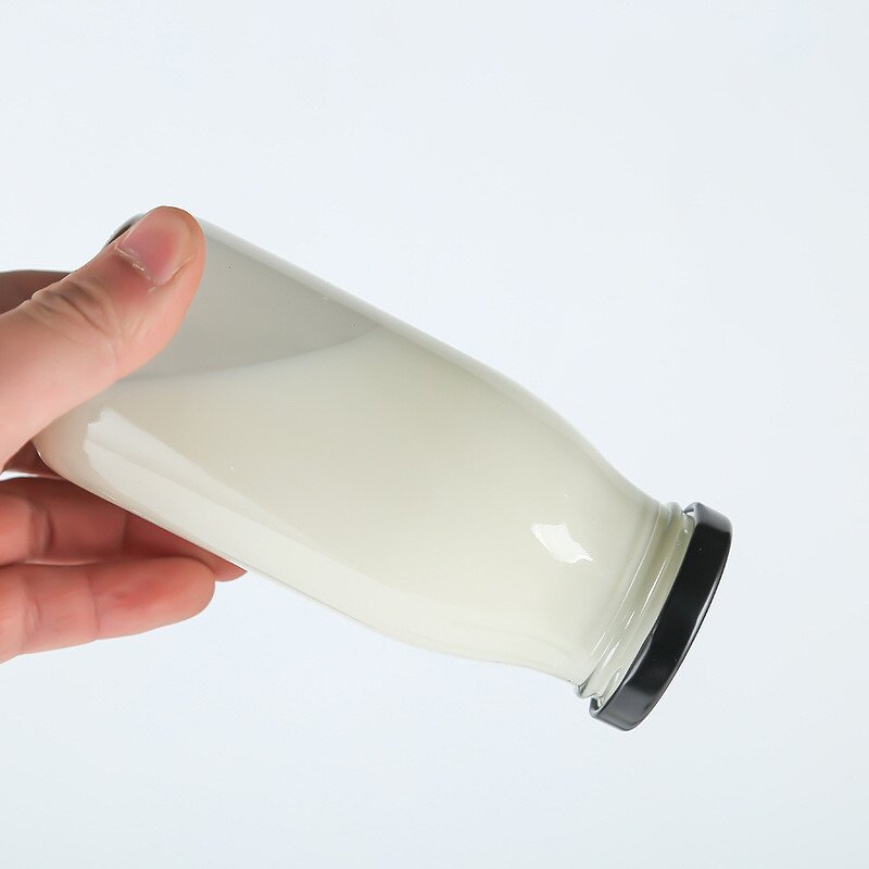 Glass Beverage Bottles Manufacturer - Wholesale 200ml-1000ml Empty Thickened Transparent Juice Fresh Milk with Iron Cap