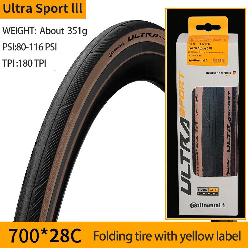 Road Folding Tire Manufacturer - Original Continental Ultra Sport III 700C BLACK BROWN 23-622 25-622 28-622 for Road Bike