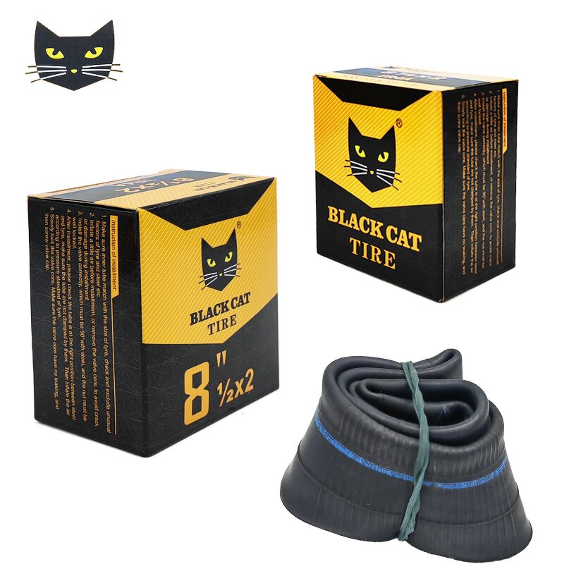 Inner Tube Manufacturer - Black Cat Color Boxes 8 Inch 8.5x2.0 156 Straight and Curved Valves for Xiaomi M365