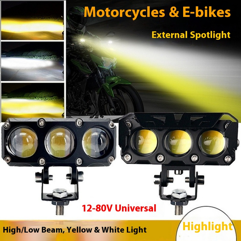 Bicycle Headlight Manufacturer - Super Bright 12V 48 60 Volt LED for Electric Bicycle Yellow White Spotlight