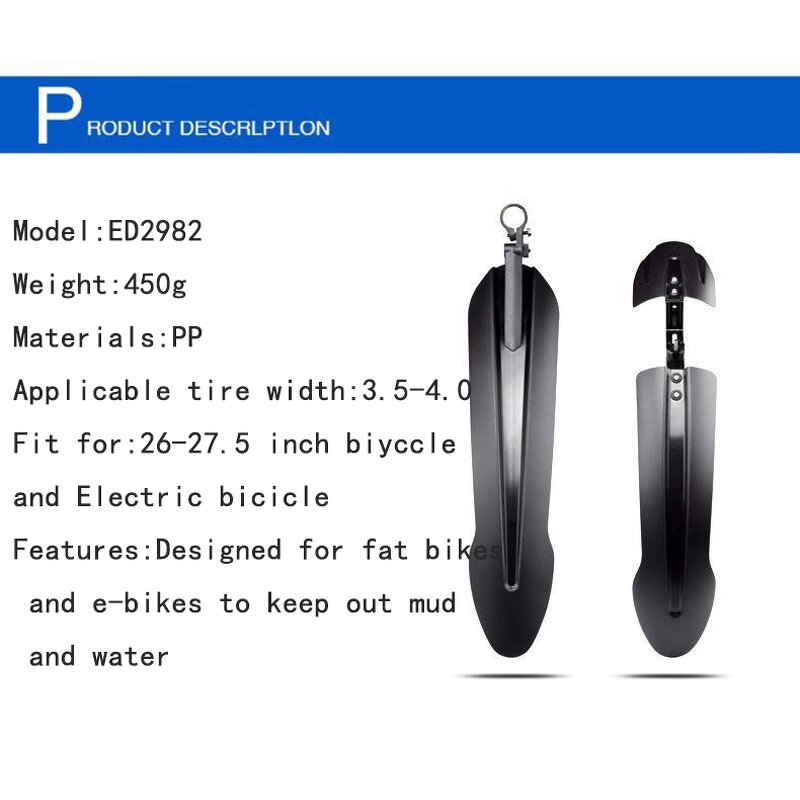 Bike Fenders Manufacturer - Hot Sell Polypropylene PP Plastic Fat Bike Snow for 26 Inch 27.5 Inch Fat Bike