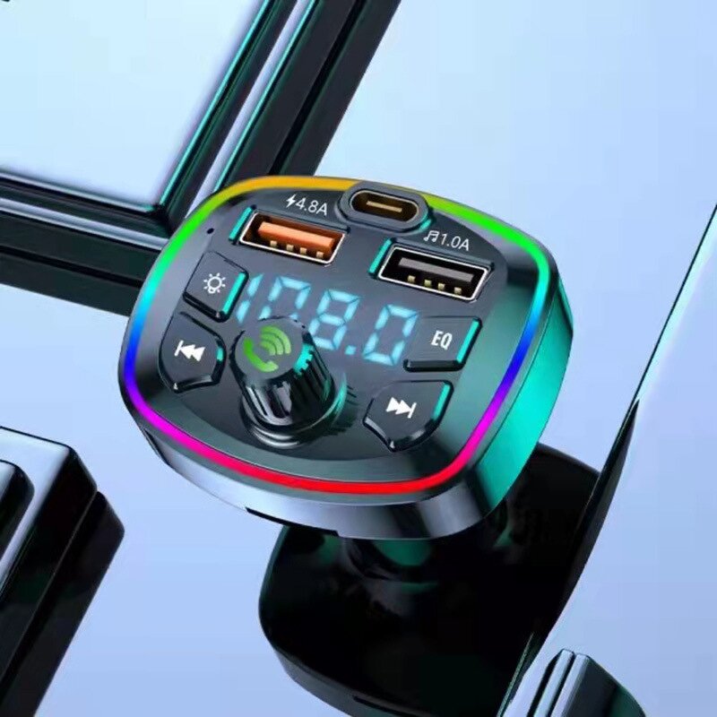 FM Transmitter - Manufacturer Q7 Handsfree Car MP3 Dual USB One Type C