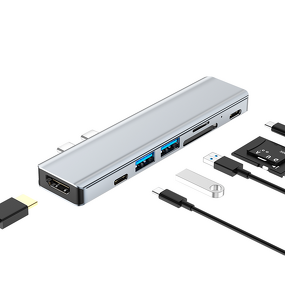 USB-C Hub - Manufacturer 7-in-1 Aluminum with PD 4K HDTV TF SD Reader