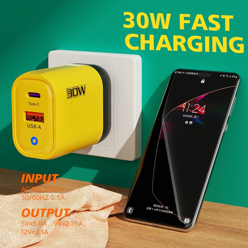 Wall Charger - Manufacturer 12w/30w USB C Dual Port QC3.0 Fast Charging