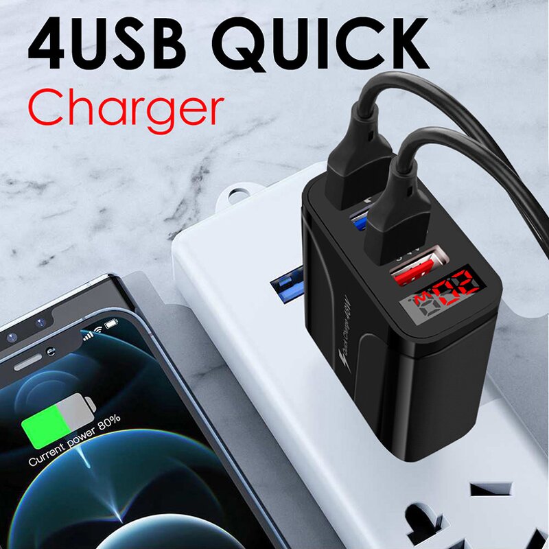 Wall Charger - Manufacturer 4 Ports USB LED Power Digital Display 5V 3.1A