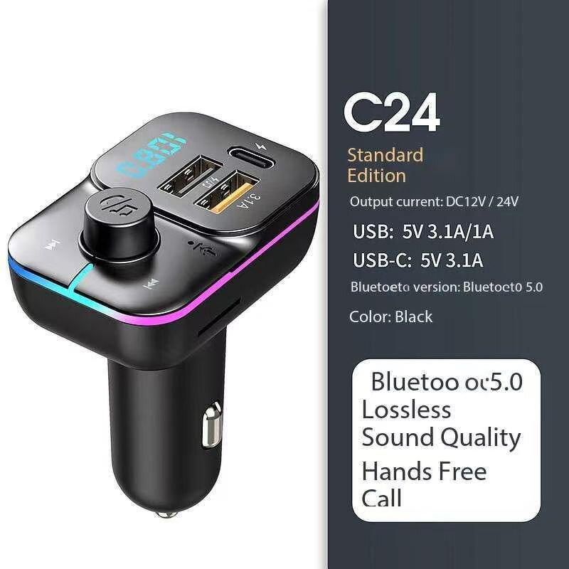 FM Transmitter - Manufacturer C24 Stereo Bass Type C MP3 Player Fast Charging