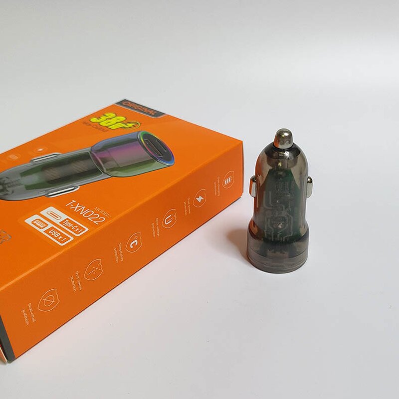 Car Charger - Manufacturer Transparent ABS Dual Port 38W A&C USB Type-c 20w&18w