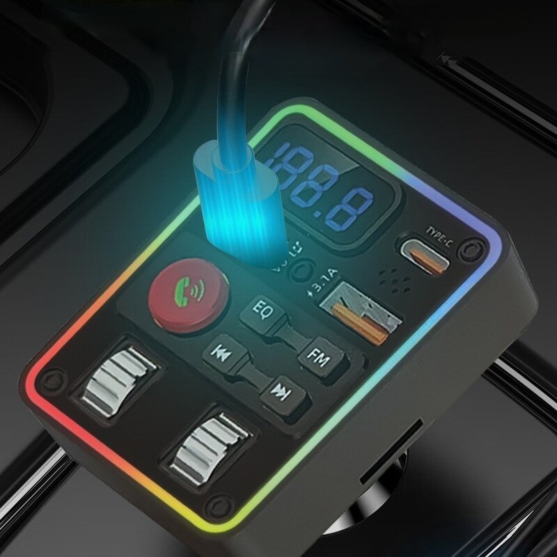 FM Transmitter - Manufacturer Q52 BT 5.3 MP3 Car Charger 15W Type-C Port TF Card