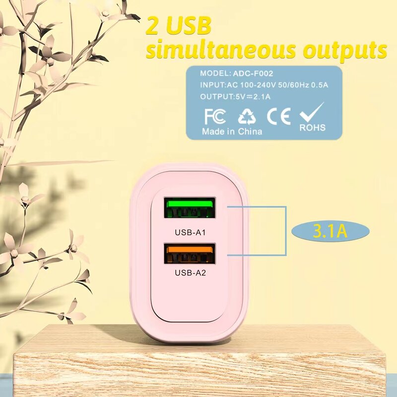 Wall Charger - Manufacturer Dual Ports 2 USB US EU UK 12W 5V 2.4A Travel