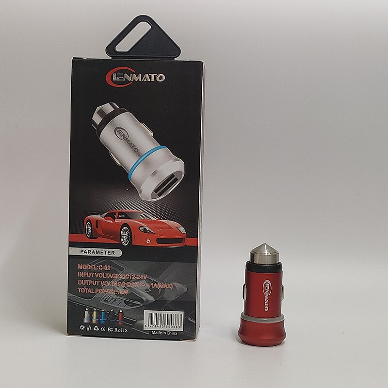 Car Charger - Manufacturer Mini Metal Dual USB 5V 3A Zinc Alloy 2 USB LED