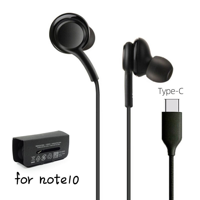 Earphone - Manufacturer Type C In Ear Black Headset for Samsung S20 S24ultra