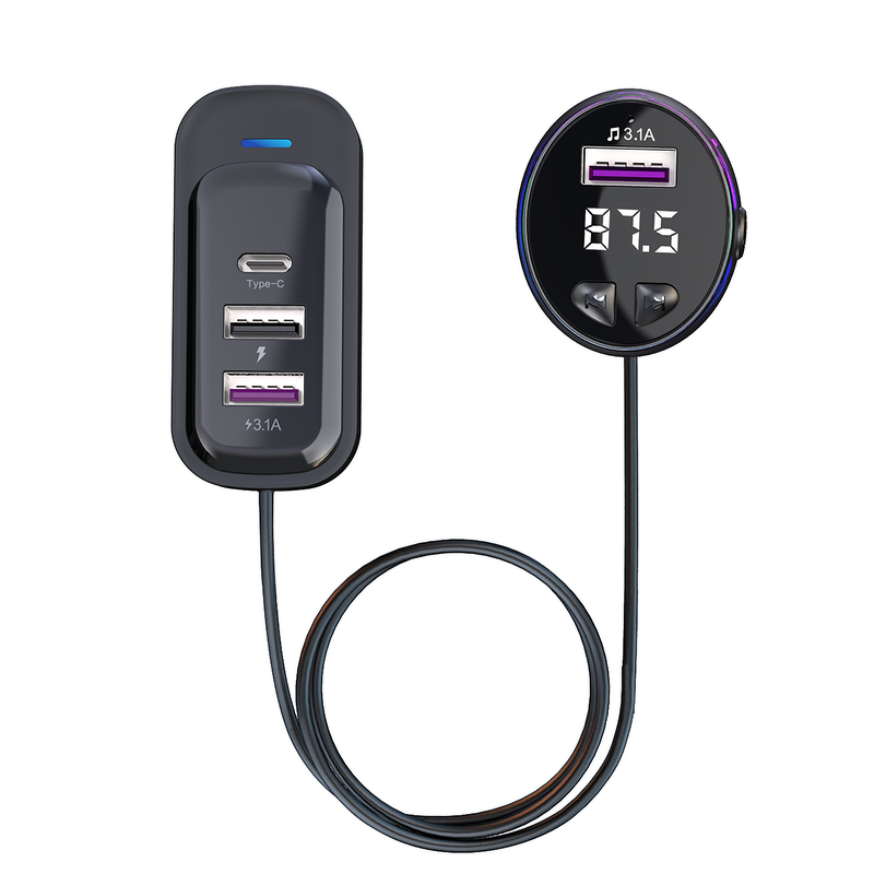 FM Transmitter - Manufacturer CS8 BT 5.3 15W Wireless 4 Ports PD Type-C USB 3.1A