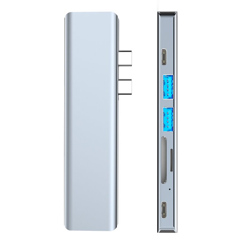 USB-C Hub - Manufacturer 7-in-1 Aluminum with PD 4K HDTV TF SD Reader