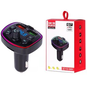 FM Transmitter - Manufacturer Q7 Handsfree Car MP3 Dual USB One Type C