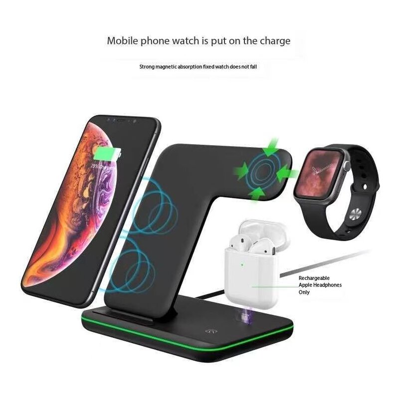 Wireless Charger - Manufacturer 3-in-1 15W Quick Fast Charging Stand Dock