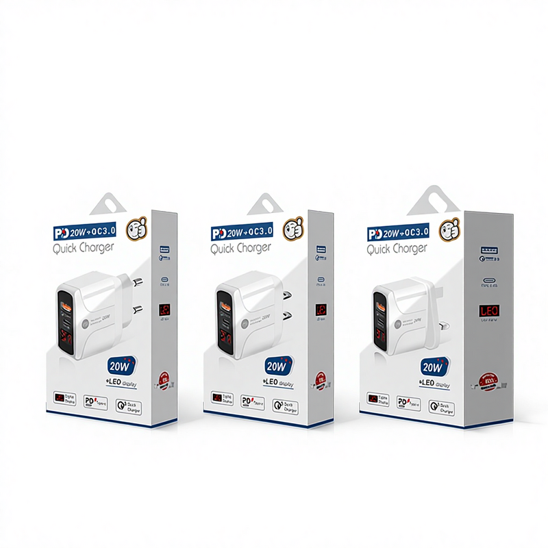 Wall Charger - Manufacturer LED A+C Quick Charge 3.0 20W PD Digital Display