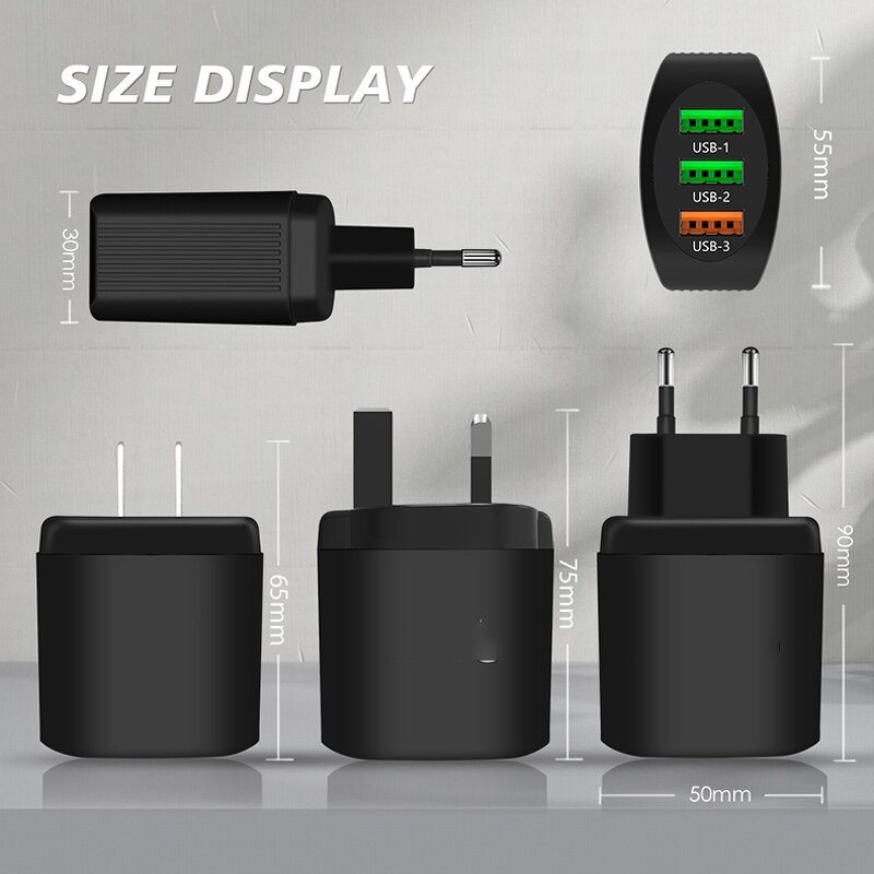 Wall Charger - Manufacturer 3usb Quick Charge 5V 2.4A 3 Ports Travel EU US UK