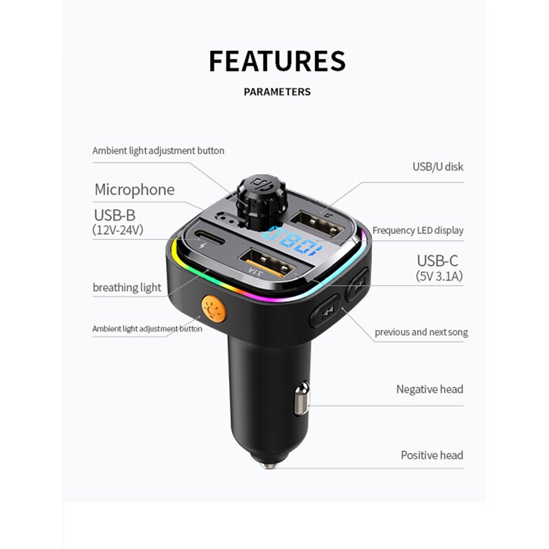 Car Charger - Manufacturer 3 Ports Dual USB FM Transmitter Wireless Stereo MP3 Player