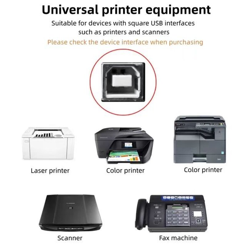 Cable - Manufacturer USB B Cable for Printer USB 2.0 AM to BM for Computer
