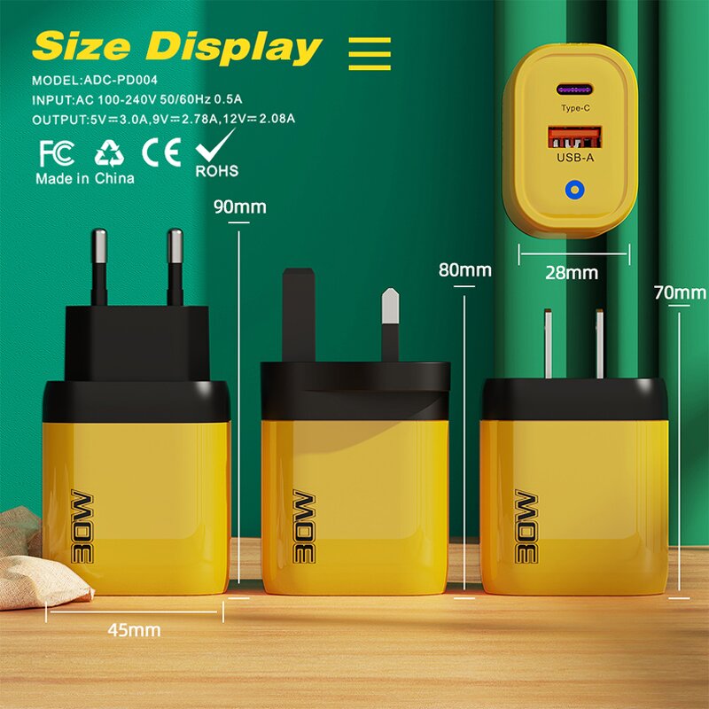 Wall Charger - Manufacturer 12w/30w USB C Dual Port QC3.0 Fast Charging