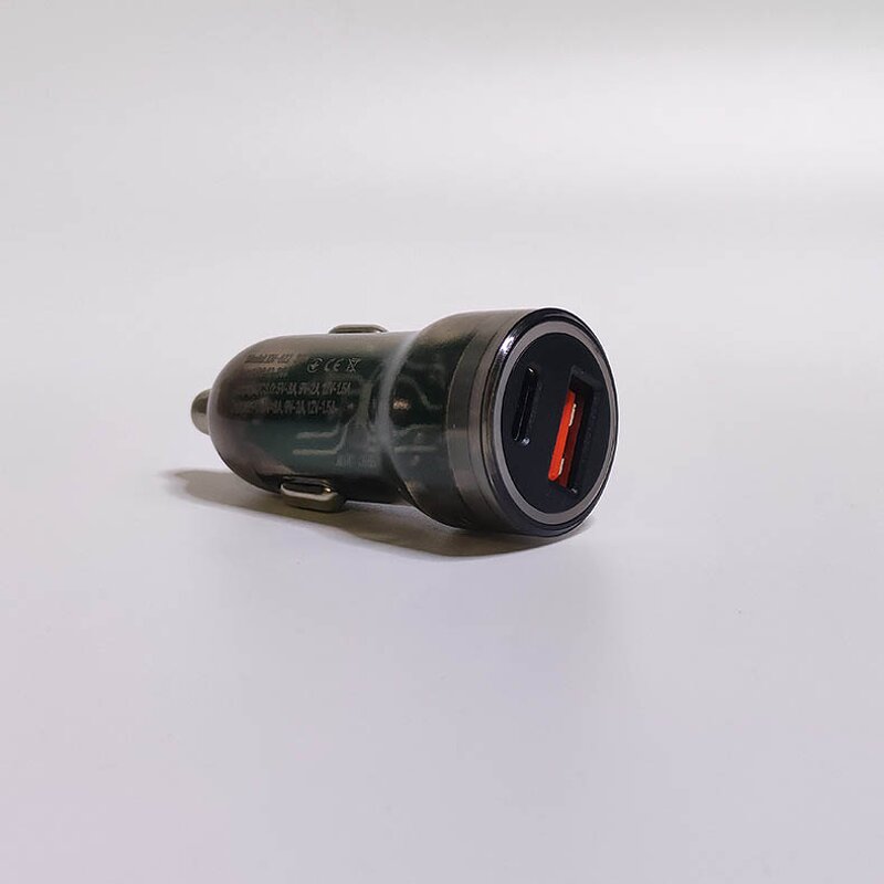 Car Charger - Manufacturer Transparent ABS Dual Port 38W A&C USB Type-c 20w&18w