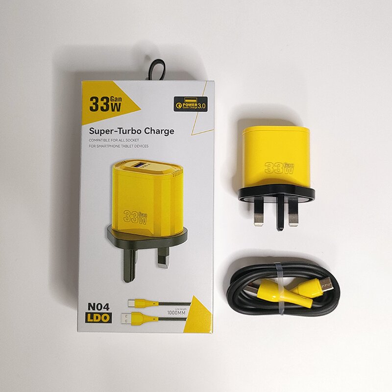 Wall Charger - Manufacturer 2IN1 US EU UK Plug QC3.0 Fast Charge with Cable