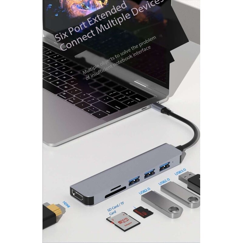 USB-C Hub - Manufacturer 6-in-1 Multiport Type C to USB 3.0 4K Docking Station