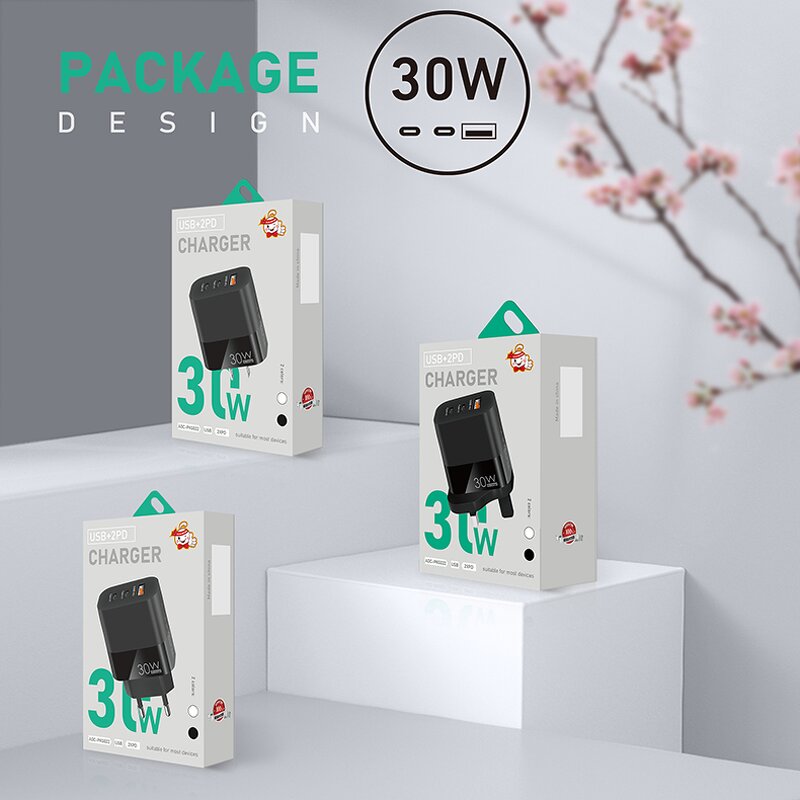 Wall Charger - Manufacturer 3 Port 30W Quick Charger QC3.0 PD 2USB 1Type C