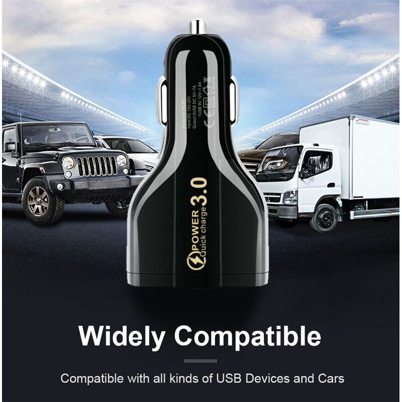 Car Charger - Manufacturer Portable 35W QC3.0 Quick 3 Port USB with Type C Port