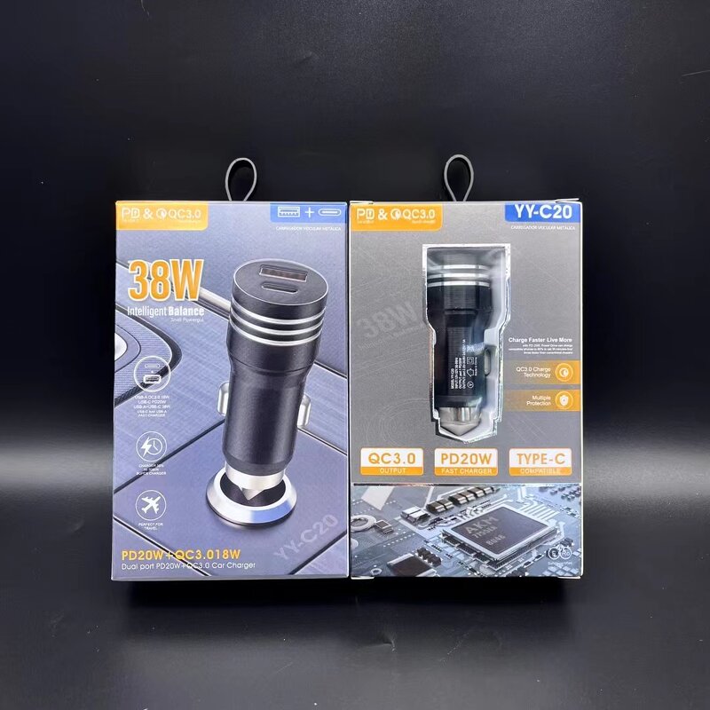 Car Charger - Manufacturer Aluminium Alloy 5V 2.4A 12W Dual Ports Type C USB C A&C