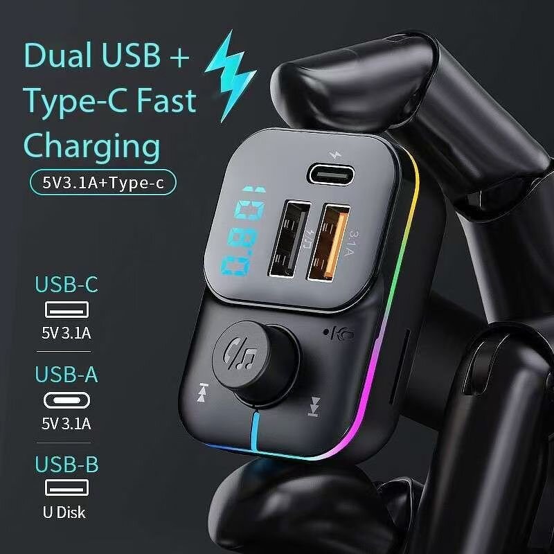 FM Transmitter - Manufacturer C24 Stereo Bass Type C MP3 Player Fast Charging