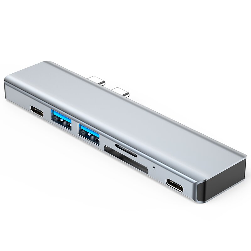 USB-C Hub - Manufacturer 7-in-1 Aluminum with PD 4K HDTV TF SD Reader