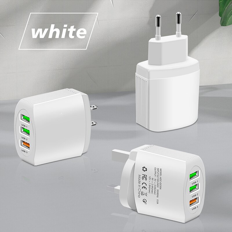 Wall Charger - Manufacturer 3usb Quick Charge 5V 2.4A 3 Ports Travel EU US UK