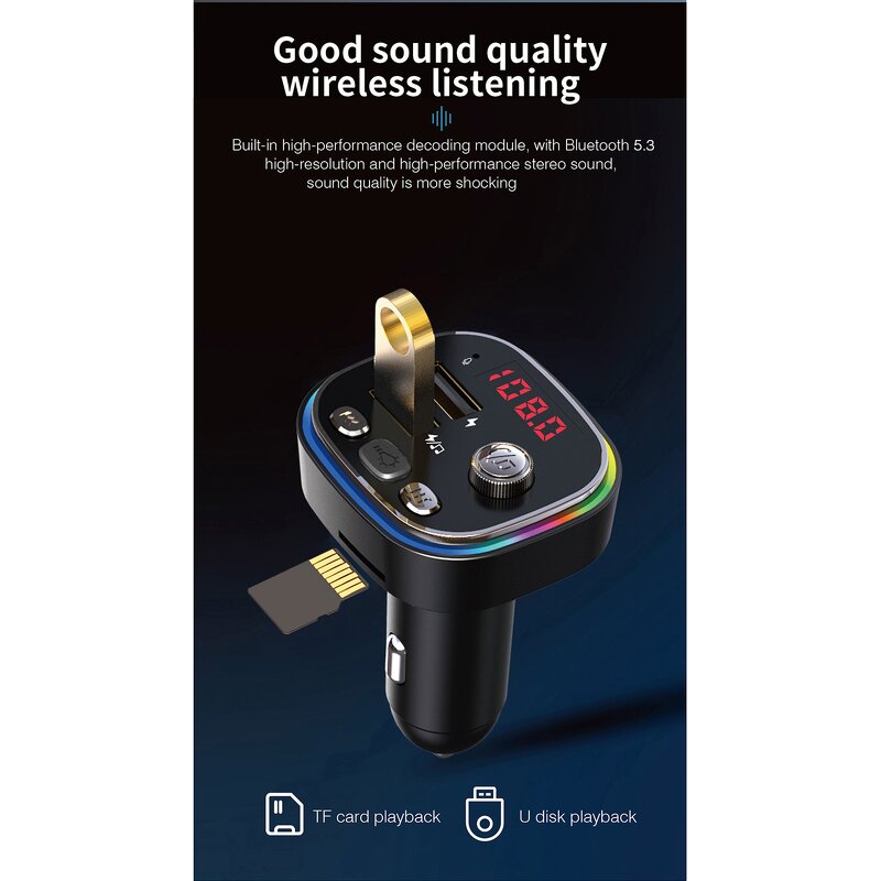 Car MP3 Player - Manufacturer C20 Fast Charging 5V 1A BT 5.0 LED Light FM Transmitter