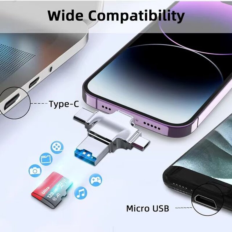 Card Reader - Manufacturer 4-in-1 Mini TF SD USB 3.0 OTG Converter USB C Hub