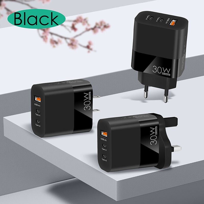 Wall Charger - Manufacturer 3 Port 30W Quick Charger QC3.0 PD 2USB 1Type C